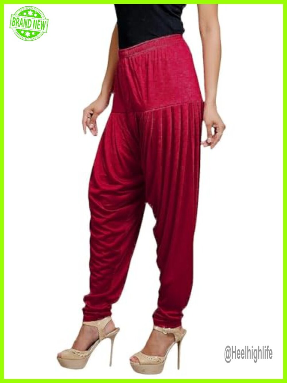 Women's Solid Spandex Cotton Patiala Harem Yoga Dhoti Pants Relaxed Fit